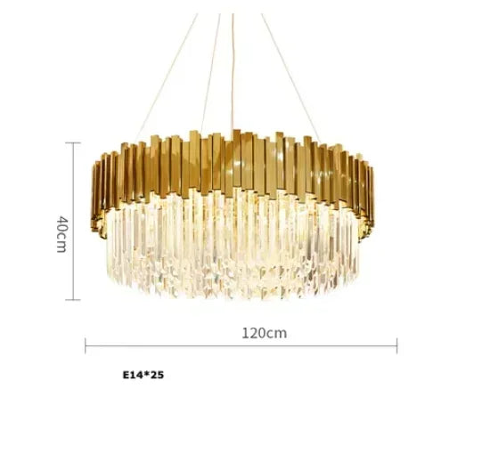DecorBites™ Golden Crystal Ceiling Light for Modern Living Room and Dining Room
