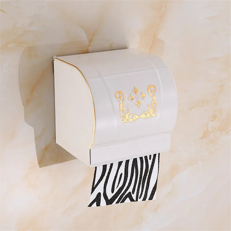 DecorBites™ Black Carved Aluminum Bathroom Tissue Holder Toilet Paper Roll Rack