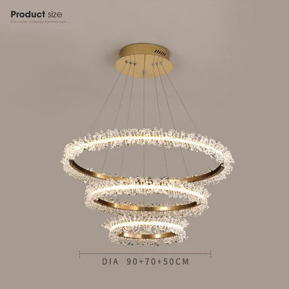 DecorBites™ Gold Crystal Ring Chandelier for Living Room and Restaurant Décor