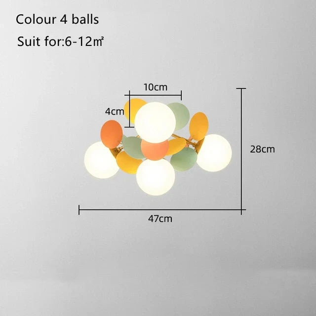 DecorBites™ Kids' Room Glass Ball Chandelier, Modern LED Ceiling Light Fixture
