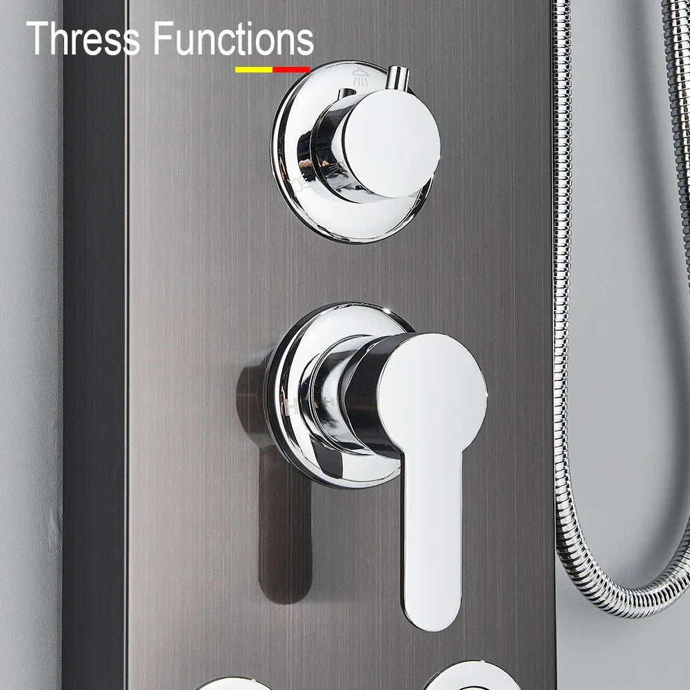 DecorBites™ Rainfall Shower Panel with Storage Rack and Massage Jets