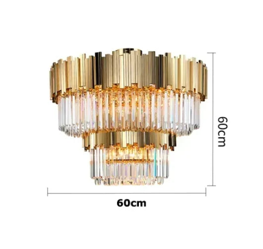 DecorBites™ Golden Crystal Ceiling Light for Modern Living Room and Dining Room