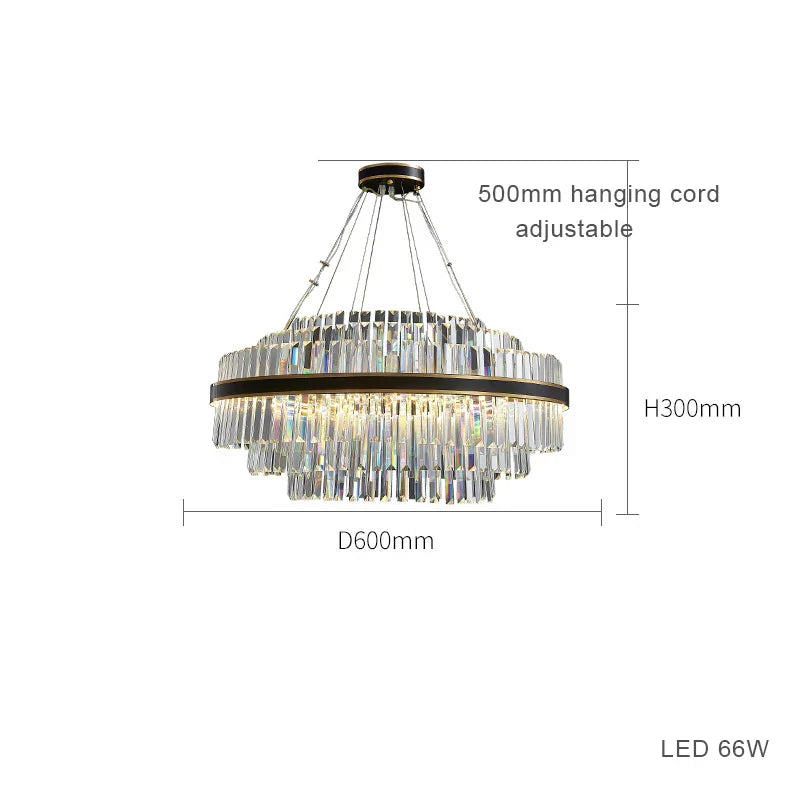 Lámpara de araña de cristal LED negra DecorBites™ para comedor, diseño de lujo