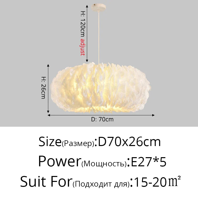 DecorBites™ Feather Decor LED Chandeliers for Living Room, Bedroom, Study & Children's Room