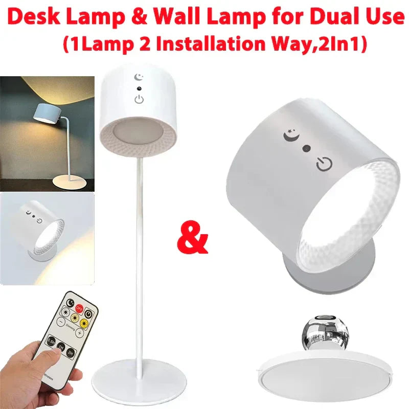 DecorBites™ Double Head Wall Lamp: Touch Control, 360 Rotatable, USB Rechargeable Night Light