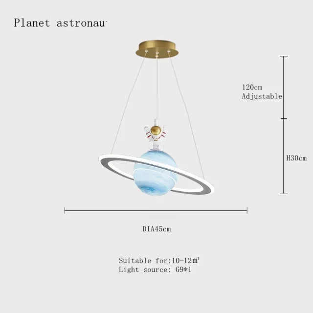 DecorBites™ Children's Planet Earth Pendant Lamp: Acrylic Space Star Theme LED Hanging Light