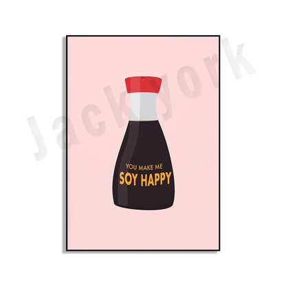 ملصق فني طعام من DecorBites™ Blue Cool Beans Pesto Pasta Soy Pun