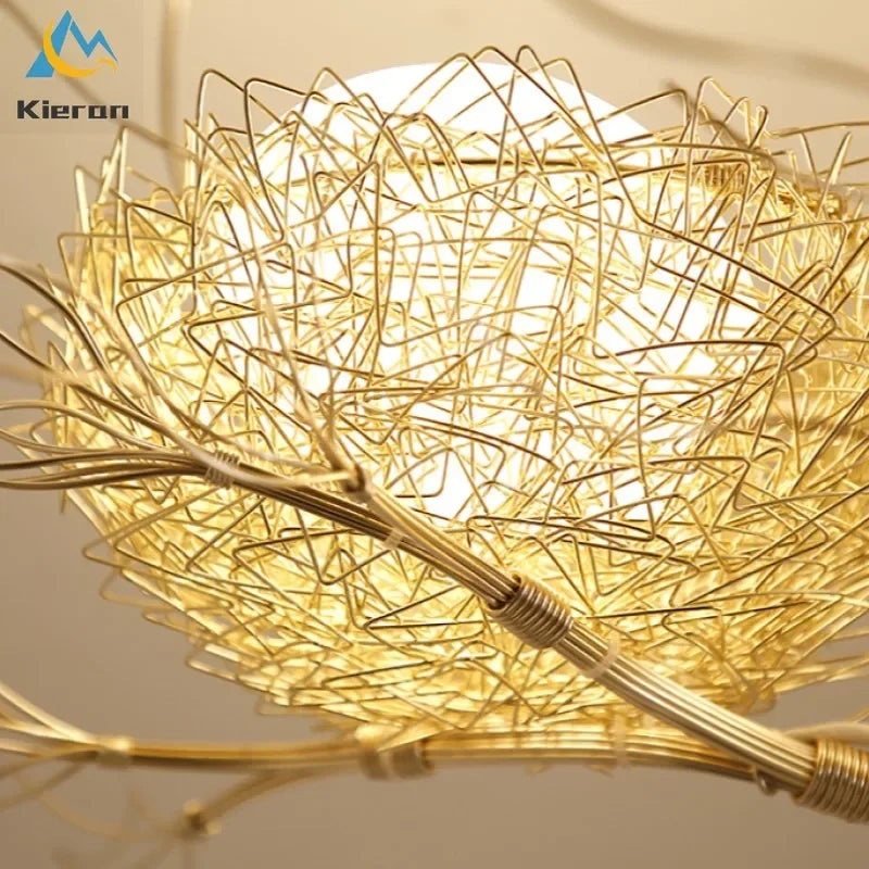 DecorBites™ Bird's Nest Glass LED Ceiling Lamp for Modern Nordic Living Room Decor