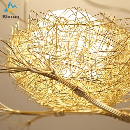 DecorBites™ Bird's Nest Glass LED Ceiling Lamp for Modern Nordic Living Room Decor