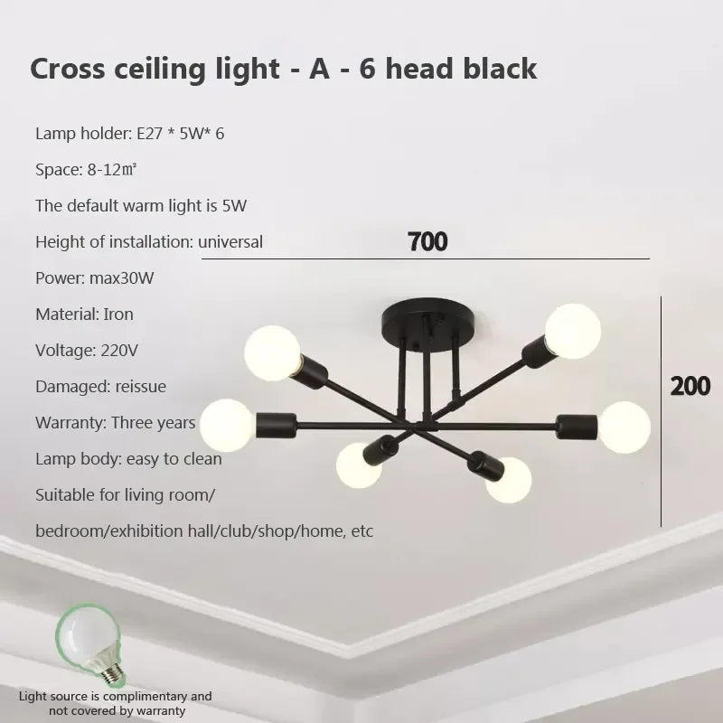 Gold Modern Ceiling Light Black-Gold Tricolor