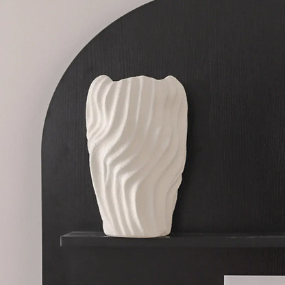 Jarrón de cerámica DecorBites™ con patrones ondulados irregulares, maceta blanca para decoración del hogar
