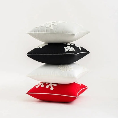 DecorBites™ Christmas Snowflake Embroidered Cushion Cover 45x45cm for Home Decor & Noel Party