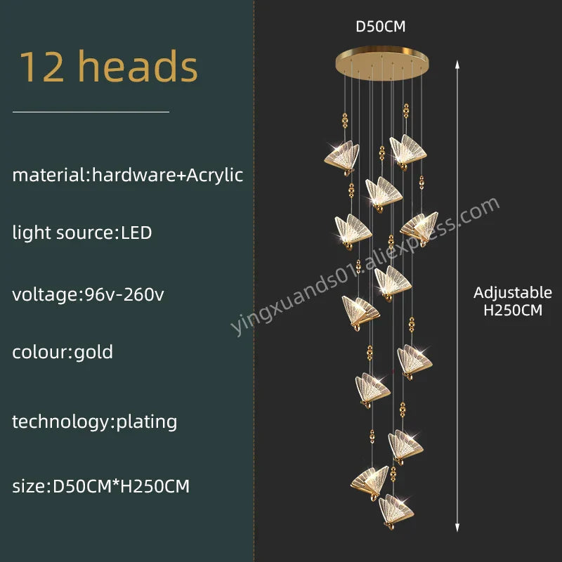 DecorBites™ Butterfly Acrylic Chandelier Modern Ceiling Light Pendant Lamp for Living Room