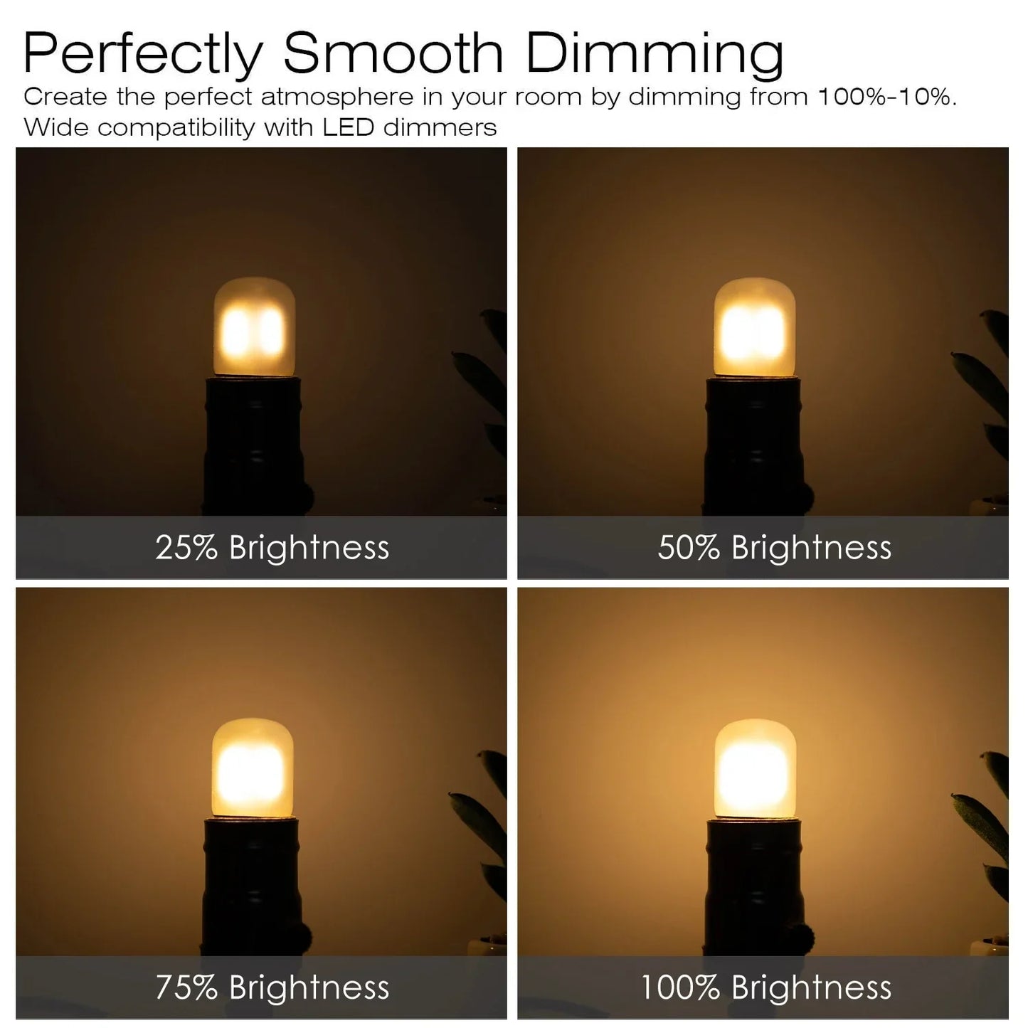 DecorBites™ Dimmable 1W Tubular LED Light Bulbs, E27 Base, 2700K-6000K, Frosted - Ceiling Fan, Refrigerator