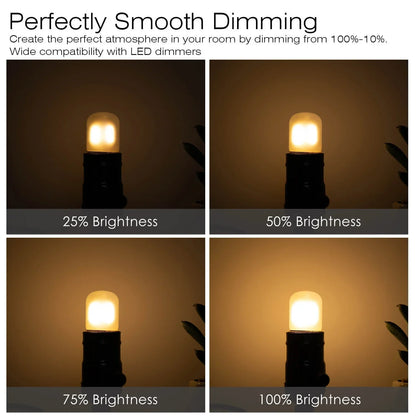 DecorBites™ Dimmable 1W Tubular LED Light Bulbs, E27 Base, 2700K-6000K, Frosted - Ceiling Fan, Refrigerator