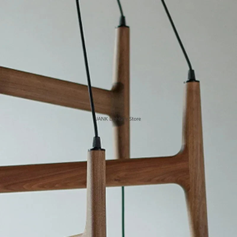 Lámpara colgante de madera DecorBites™ ASTRA, candelabro LED de múltiples cabezales para decoración de interiores