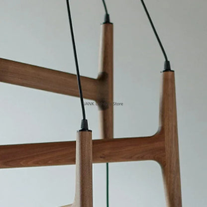 Lámpara colgante de madera DecorBites™ ASTRA, candelabro LED de múltiples cabezales para decoración de interiores