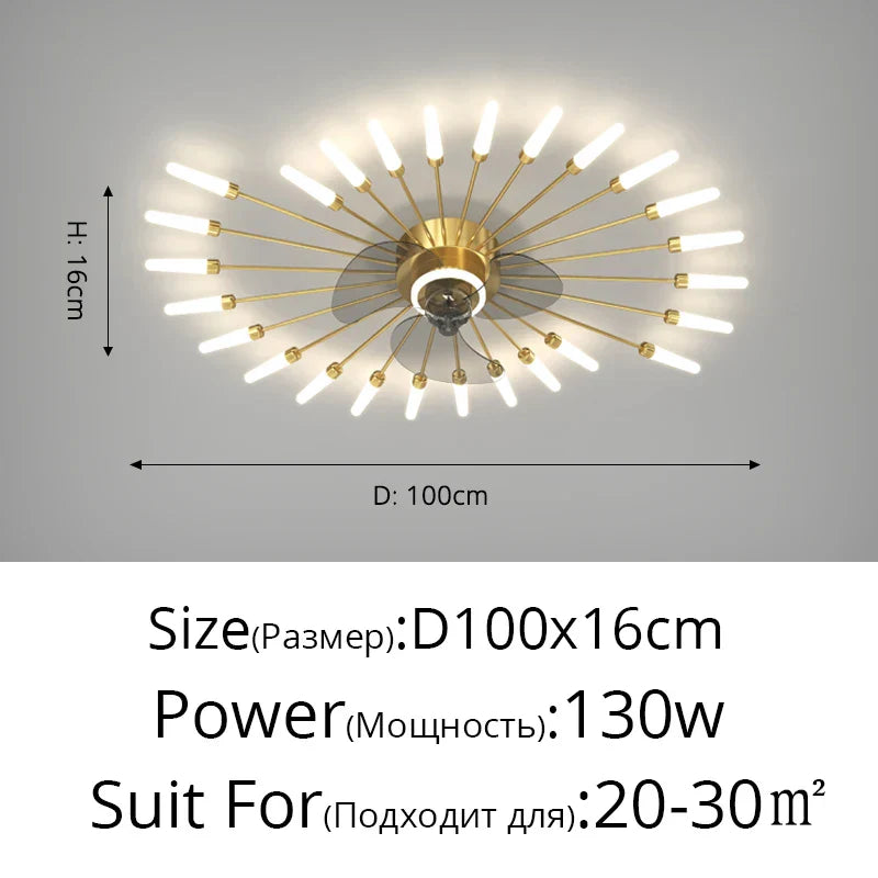 DecorBites™ 2023 Modern Chandelier Ceiling Fan Lights for Living Room Bedroom Upscale Decor