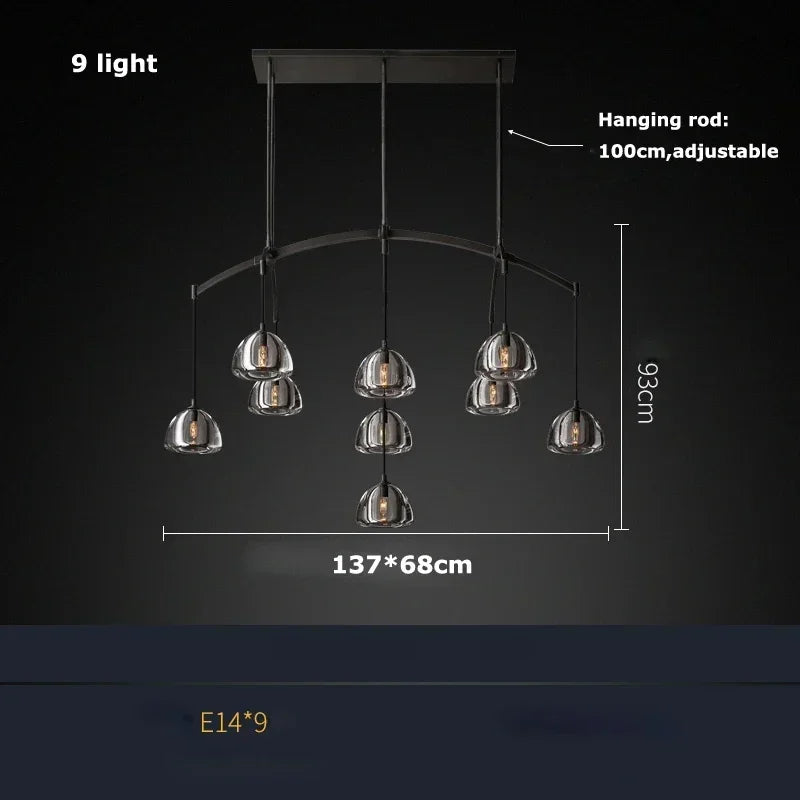 DecorBites™ Black Brass Retro Crystal Copper LED Ceiling Pendant for Home Lighting