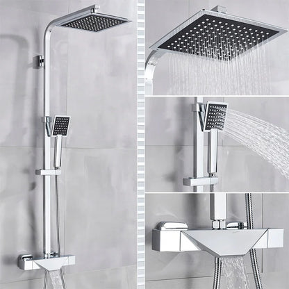 DecorBites™ Black Thermostatic Shower Faucet Rain Head System for Wall Mount Installation