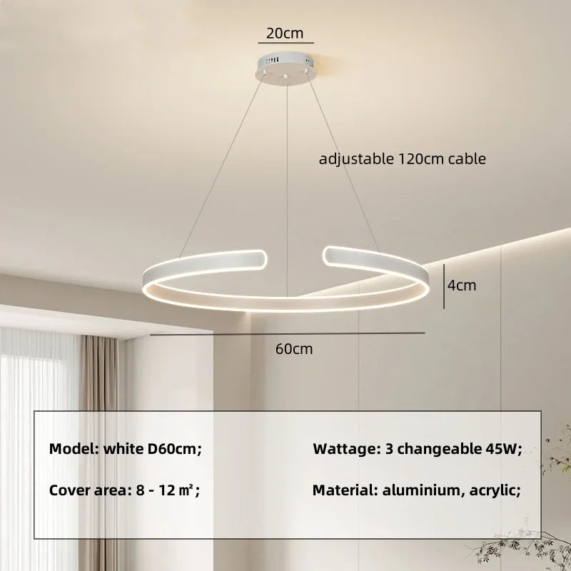 DecorBites™ Circle Pendant Chandelier Dimmable LED Lights for Modern Living Room