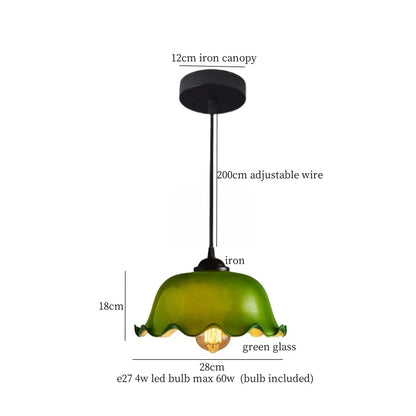 DecorBites™ Green Glass LED Pendant Lamp for Living & Dining Room Decor