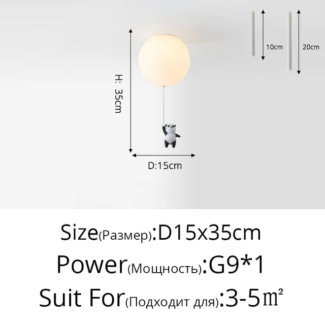 DecorBites™ Kids Cartoon Panda Polar Bear Ceiling Light Chandelier for Boys and Girls' Bedroom