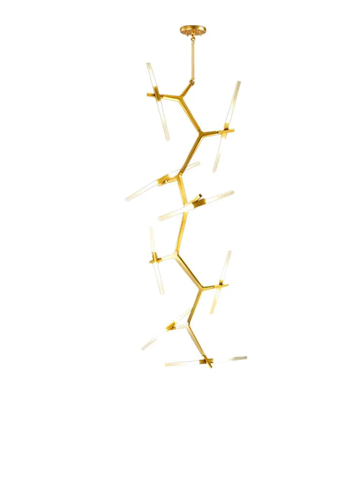 DecorBites™ Gold Branch LED Chandelier for Duplex Villa Staircase - Modern Indoor Lighting