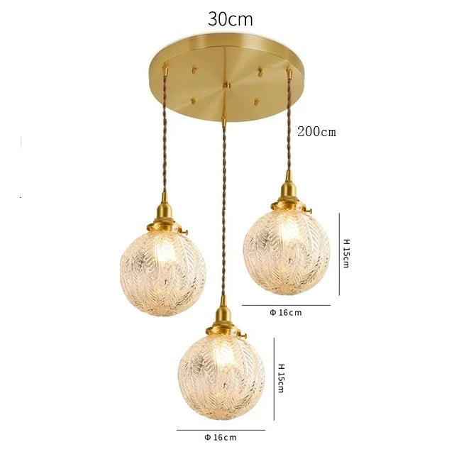 DecorBites™ Clear Glass LED Pendant Light: Modern Copper Hanging Lamp for Home Indoor Decor