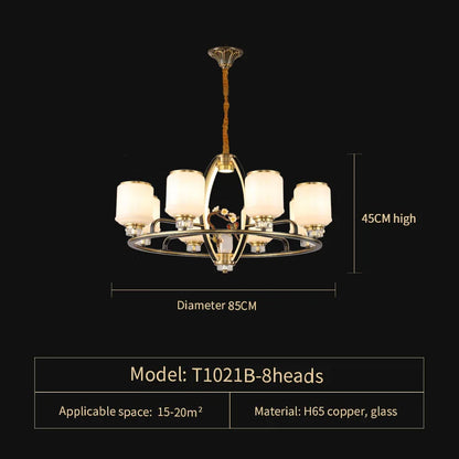 DecorBites™ Chinese Natural Jade All Copper Chandelier for Luxury Living Room Villa