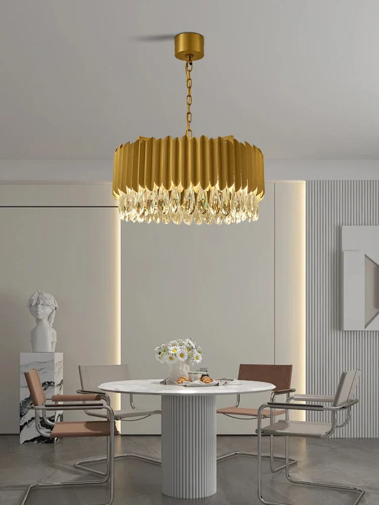 DecorBites™ Gold Crystal Water Droplet Pendant Light - Black Suspension Lamp
