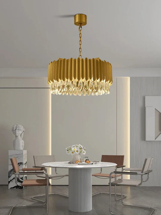 DecorBites™ Gold Crystal Water Droplet Pendant Light - Black Suspension Lamp