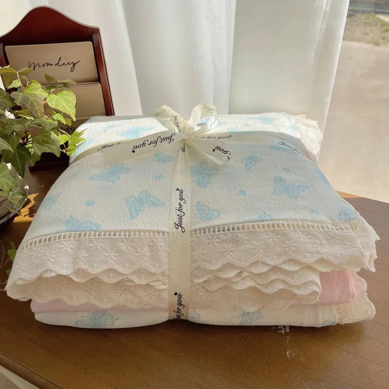 DecorBites™ Lace Romantic Comforter Set - Full Twin Double Size Bed Linens