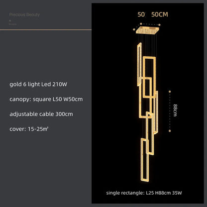 Lámpara colgante LED de cristal DecorBites™: Iluminación moderna y lujosa para escaleras