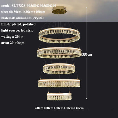 Lámpara de araña LED de cristal moderna DecorBites™ 2024 para decoración de sala de estar y comedor