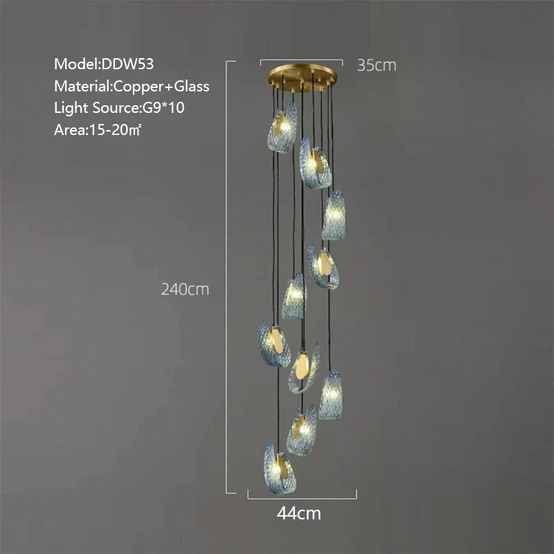 Lámpara de techo de cobre con hoja de pavo real azul Art Deco LED™ Decorbites para sala de estar