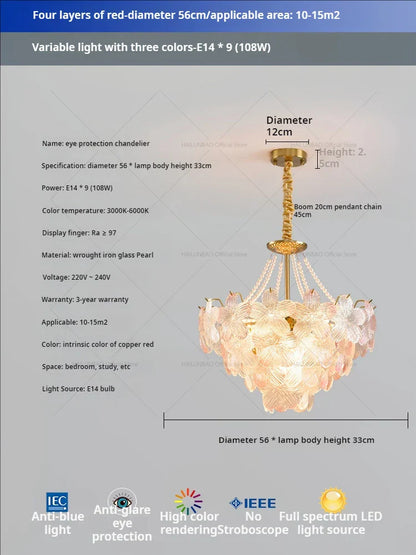 DecorBites™ Glass Flower Princess Room LightLux Postmodern French Cream Wind Lamp