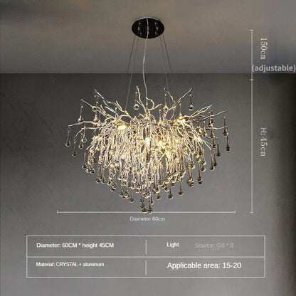 DecorBites™ Crystal Water Drop Branch Chandelier LED Lighting Fixture for Hall Living Room