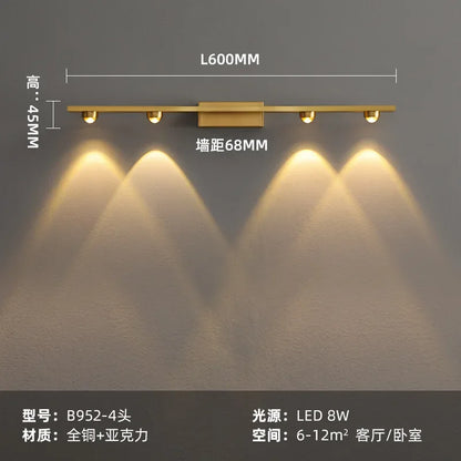 مصباح حائط DecorBites™‎ LED نحاسي عصري بجانب السرير للقراءة داخل المنزل بتصميم نورديك سكون