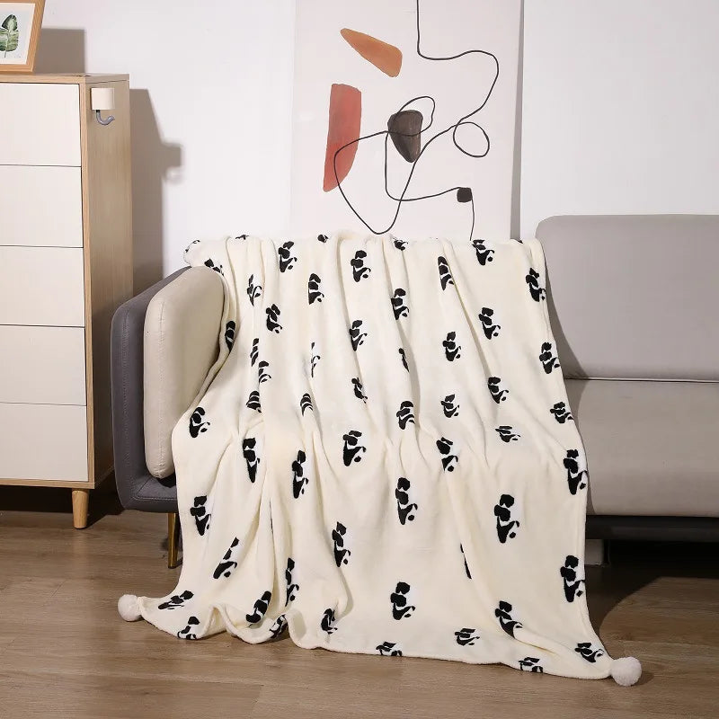 DecorBites™ Cartoon Panda Flannel Double Sided Woolen Blanket for Home Office Sofa - Super Soft & Cozy