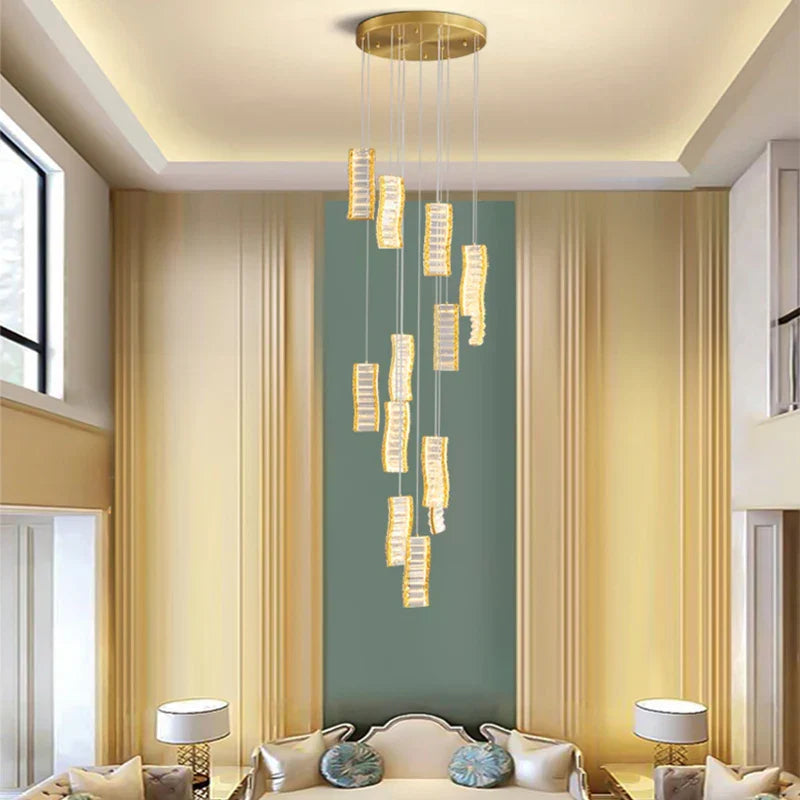 DecorBites™ Deluxe Crystal Spiral Slinglights for Hotel Lobby, Dining Room Decor