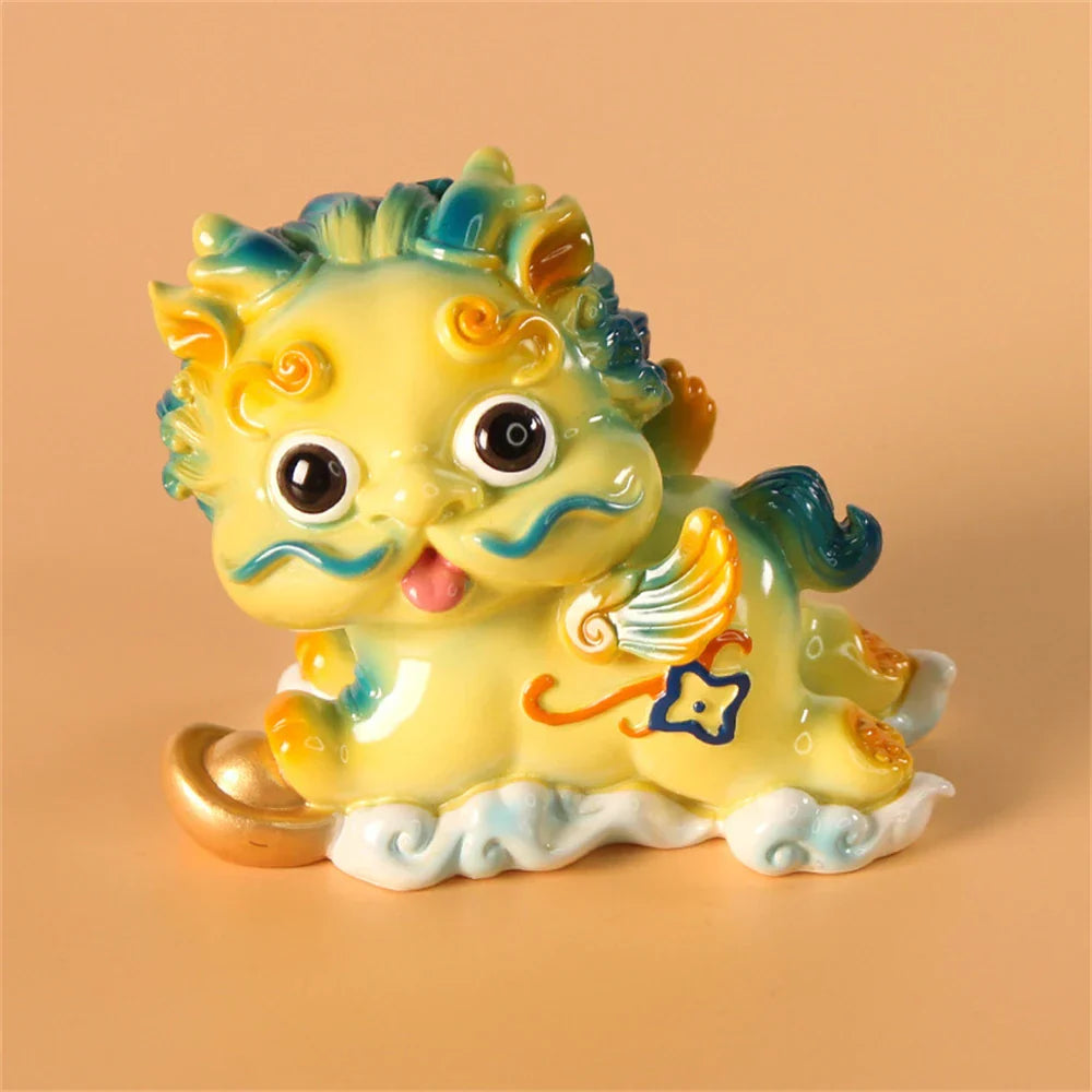 DecorBites™ Chinese Mythology Lion Figurines for Luck, Wealth, and Protection