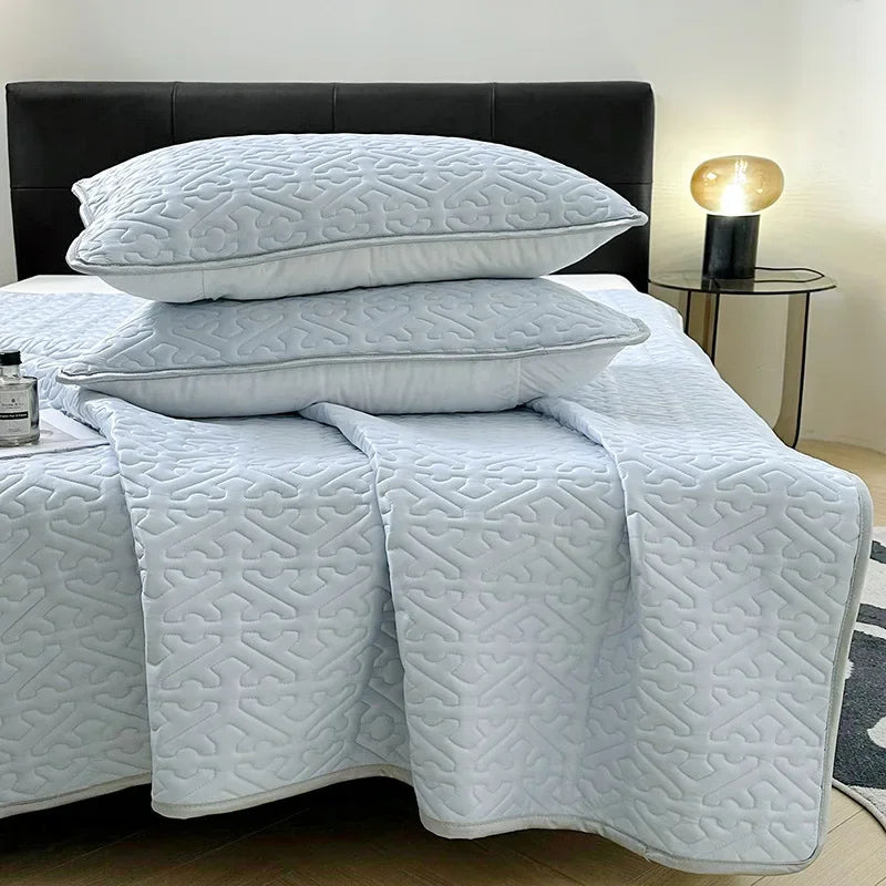DecorBites™ Latex Cooling Mat Set: Washable, Soft, Breathable Bed Sheet - 3 Pieces