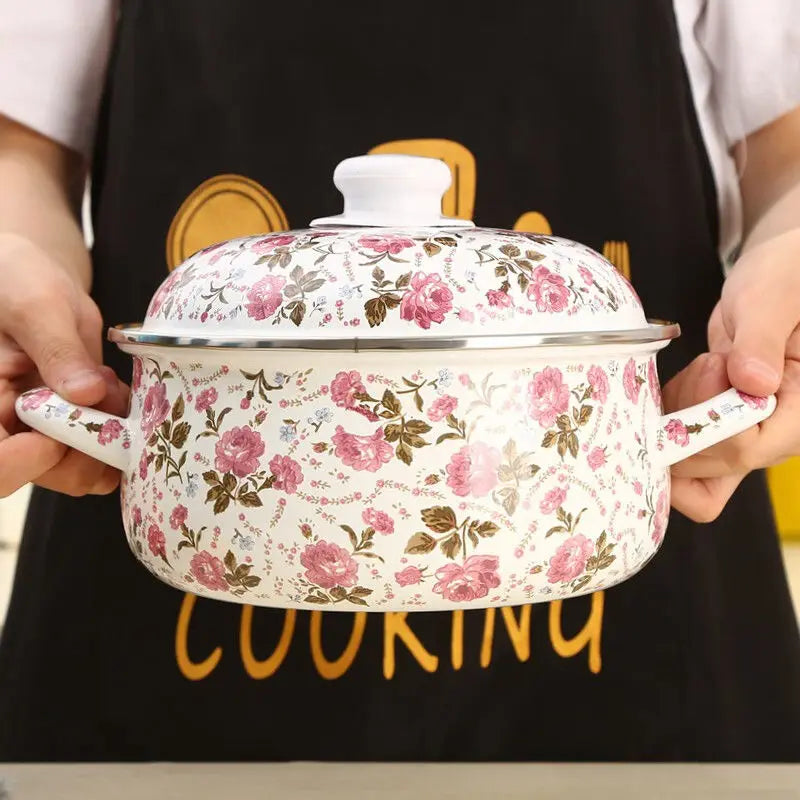 DecorBites™ Enamel Ceramics Soup Saucepan - Thick Gas Cookers Daily Cooking Utensils