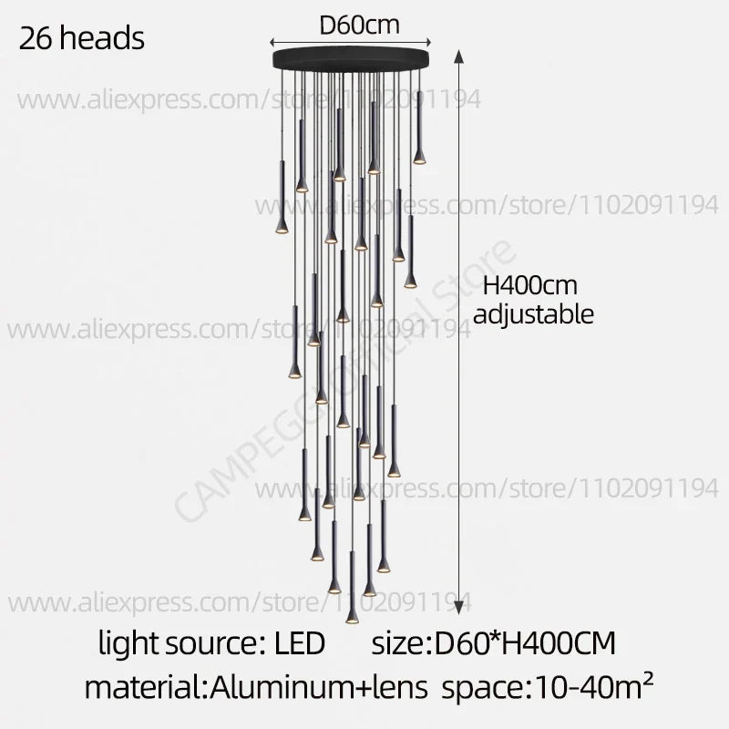 DecorBites™ Horn-Shaped Nordic Pendant Lamp for Modern Living Room and Staircase