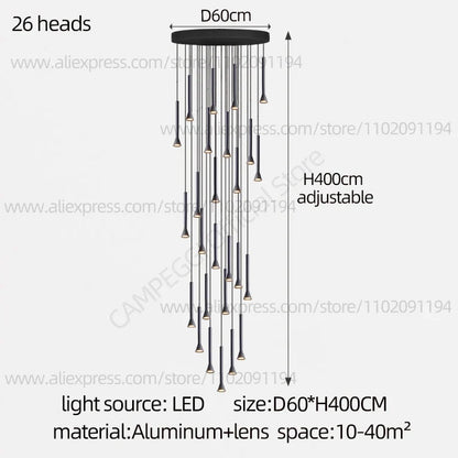 DecorBites™ Horn-Shaped Nordic Pendant Lamp for Modern Living Room and Staircase