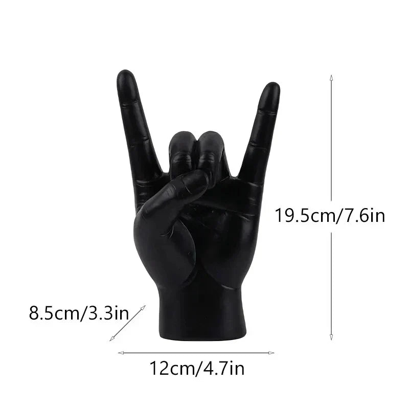 DecorBites™ Gold Rock Hand Gesture Sculpture Figurine for Chic Home Decor