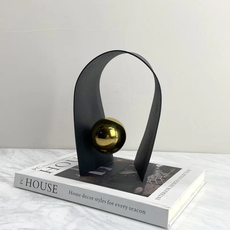 DecorBites™ Golden Sphere Metal Arches Geometric Art Ornaments for Home Decor