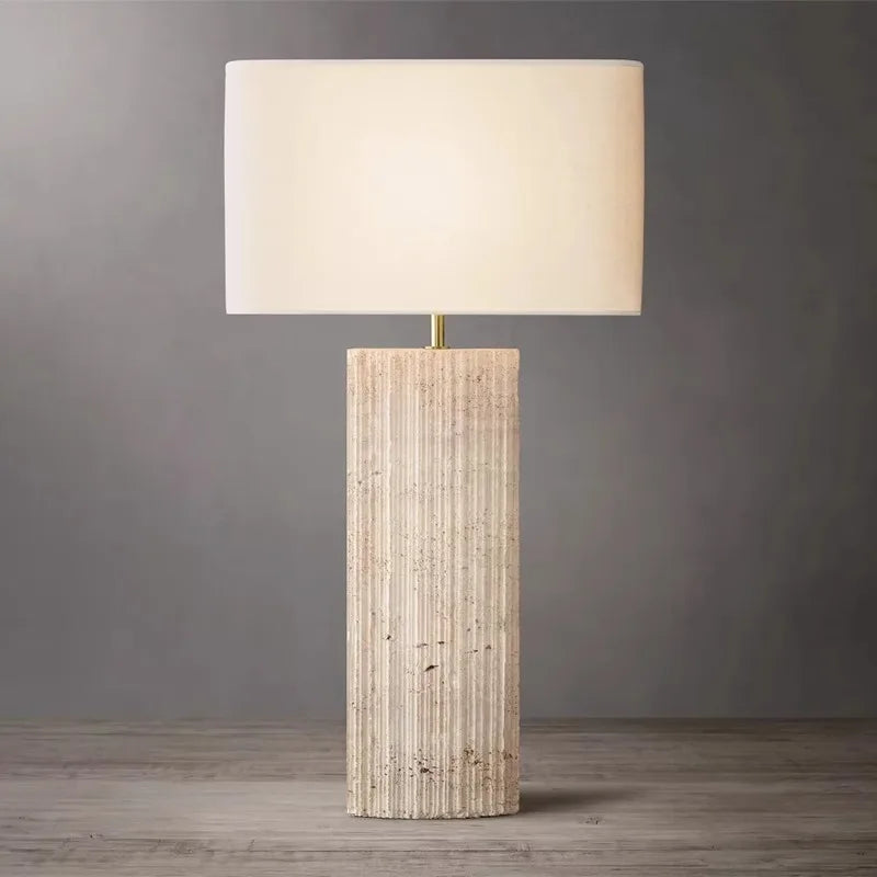 Lámpara de mesa de tela de piedra marrón grande Decorbites™ para decoración del hogar en sala de estar o dormitorio
