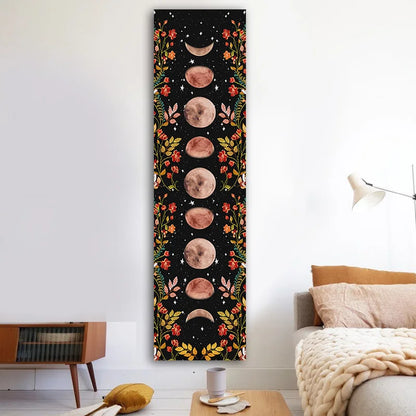 Decobites Moon Phase Flower Tapestry: Boho Wall Hanging & Home Decor